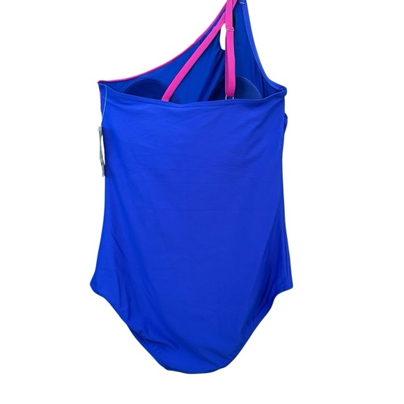 NWT LANDS END' UPF 50 Tummy Control‎ One Shoulder One-Piece Swimsuit 14 - Picture 3 of 12